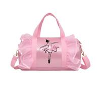 TOYANDONA Girls Ballet Dance Duffle Bag Pink Nylon Shoulder Tote | Lace Floral Embroidery, Smooth Zipper Finish, Secure Storage, Hand or Sling Carry for Leotards and Shoes