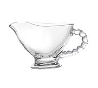 TOYANDONA Glass Gravy Boat with Heart Handle Clear Sauce Container for Cream Milk Salad Dressing Multipurpose Serving Cup for BBQ Dinner Party Picnic Lightweight and Space-Saving Design