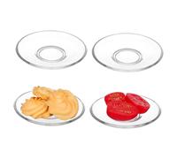 TOYANDONA Glass Saucer Plates 4Pcs Set Round Clear Glass Tea Saucers Coffee Side Plates Decorative Small Plates for Home and Restaurant