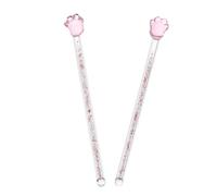 TOYANDONA Glass Swizzle Sticks Long Handle Stirring Rods 2pcs Cute Cat Claw Design Cocktail Drink Mixers for Coffee Juice and Bar Use