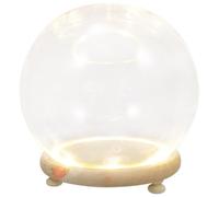 TOYANDONA Glowing Glass Dome 5 Pcs Preserved Flower Protective Cover Stylish Wood Base Display Micro Landscape Artificial Plants Decoration for Party and Coffee Shop