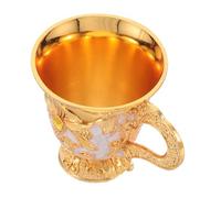 TOYANDONA Gold Jeweled Drinking Goblet Small Portable Alloy Blessing Cup for Rituals and Prayers Vintage Embossed Pattern Holy Water Offering Cup