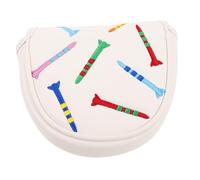 TOYANDONA Golf Putter Head Cover with Embroidered Design Plush Lining Soft Mallet Cover in White Stylish Protective Accessory for Golf Club Heads Easy to Install and Remove