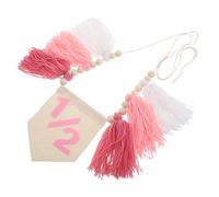 TOYANDONA Half Birthday Highchair Banner for Yarn Tassel Garland with Wood Beads Soft Cozy Party Decoration Easy to Install Photo Booth Backdrop for Month Milestone Celebration