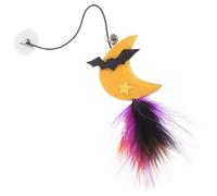 TOYANDONA Halloween Cat Moon-shaped Interactive Sticky Wand for Indoor Cats Small Kitten Plaything with Elastic Rope Portable and Scratching Supply