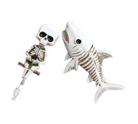 TOYANDONA Halloween Skull Fisher Resin Sculpture Gothic Skeleton Shark Wall Decoration for Living Office Compact Eyecatching Resin Statue Easy to Install Collector Ornament