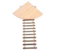 TOYANDONA Hamster Climbing Ladder and Wooden Platform Toy, Fixed Natural Wood Ladder for Hamster Cage, Guinea Pig and Dwarf Rabbit Climbing Accessory for Small Pets