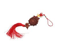TOYANDONA Hand-carved Feng Shui Bagua Mirror Hanging Charm with Animal Head and Tassel Gourd Pendant Concave Ornament for Home Protection Wealth Luck and Prosperity Decor