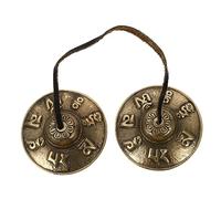 TOYANDONA Hand-Made Copper Cymbals Bell Meditation Chime Buddhist Supply Six-Word Chant Pattern Musical Instrument Religious Temple Yoga Cymbal