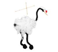 TOYANDONA Handcrafted Wooden Crane Marionette with Artificial Plume and Pull Strings Unique Interactive Puppet for Educational Play and Creative Fun
