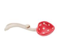 TOYANDONA Handmade Decorative Ceramic Soup Spoon Red Mushroom Design Underglaze Porcelain Asian Tableware for Ramen Dessert Miso Sauce Serving