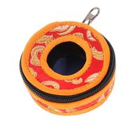 TOYANDONA Handmade Embroidered Silk Meditation Bell Box with Cymbal Bell Holder, Small 7.5cm Diameter Storage Bag for Yoga and Mindfulness Sound Healing