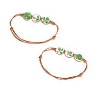 TOYANDONA Handmade for Bracelet Crystal 2pcs and Adjustable Glass Four Leaf Clover Charm Hand-woven Rope Chain, Stylish and Elegant Strand Women and Daughters