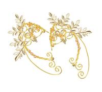 TOYANDONA Handmade Leaf Ear Non-pierced Clip Earrings for Women and Teens Alloy Copper Fairy Jewelry with Vintage Elf Design Festival Gift for Birthdays and Weddings