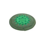 TOYANDONA Handmade Nepal Embroidered Sound Bowl Mat Dual-layer Cushion, 16cm Green Singing Bowl Pad for Meditation and Buddhist Rituals