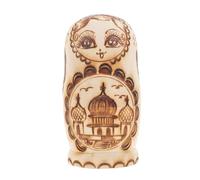 TOYANDONA Handmade Pyrography Russian Nesting Dolls with Double Headed Eagle Pattern Unfinished Wooden Matryoshka Dolls for Adults and Artistic Home Decoration and Thanksgiving Gift