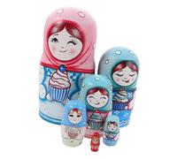 TOYANDONA Handmade Wooden Russian Nesting Dolls Set Hand Painted Matryoshka Stacking for Educational Traditional Russian Art Decor Portable Family Learning Game