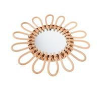 TOYANDONA Handwoven Nordic Wall Mirror with Glass Artisanal Woven Wood Decor for Living Hallway Bedroom Vanity Unique Handmade Accent