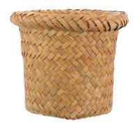 TOYANDONA Handwoven Seagrass Laundry Basket and Wastebasket with Rust-proof Iron Frame, Small Woven Trash Basket for Bathroom and Laundry Room Storage