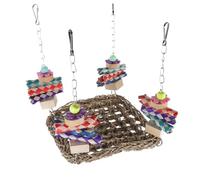 TOYANDONA Hanging Bird Hammock Toy for Parrots and Cockatiels Summer Climbing Perch and Swing Funny Bird Stand for Birdcage Detachable Base 1 Set