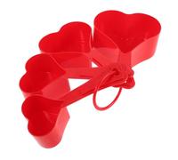TOYANDONA Heart Shaped Measuring Spoon Set Red Plastic for Baking Cooking Sugar Coffee Powder Compact Nesting Storage Cute Functional Design for Valentines and Weddings Random Color