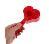 TOYANDONA Heart-Shaped Plastic Measuring Spoon Set Red Spoons for Baking Cooking Coffee and Tea Versatile Kitchen Tool for Dry and Liquid Ingredients Cute Design for Everyday Random Color