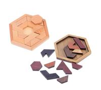 TOYANDONA Hexagon Wooden Puzzle Toy Set for Boys and Girls 2-Piece Educational Game for Preschoolers Geometry Recognition and Stacking Skills Development