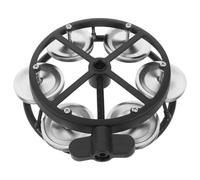 TOYANDONA Hi Hat Tambourine for Drum Set, Single Row Mounted Jingle Bells with Black Frame and Eye Bolt, Percussion Accessory for Drum Kit and Live Performance