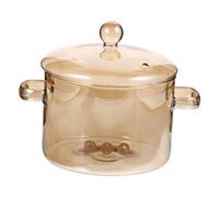 TOYANDONA High Borosilicate Glass Stockpot with Lid Double Handle Amber Soup Pot for Home Stew Kitchen Cookware Korean Ramen Noodle Bowl Cooking