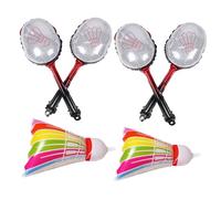 TOYANDONA Inflatable Aluminum Foil Badminton Balloon Set for Birthday Party Decorations Lightweight Sport Themed Balloons with Large Colorful Shuttlecocks and Red Rackets Versatile Festive