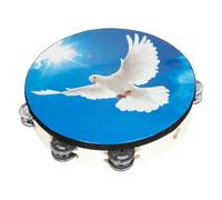 TOYANDONA Instruments Double-layer Dove Pattern and Easy Design, to Peace Lightweight Handheld Tambourine Musical Instrument with Use Tambourine Drum for Props Kids Dance