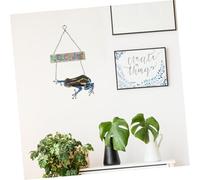 TOYANDONA Iron Art Frog-shaped Welcome Sign Wall Pendant Garden Plaque Decorative Hanging Ornament for Rustic Farmhouse Home and Outdoor Patio