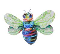 TOYANDONA Iron Bee Wall Hanging Ornament Metal Garden Decor with Green Wings Figurine Pendant for Outdoor Porch Balcony Indoor Wall Art Sculpture