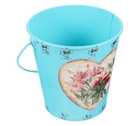 TOYANDONA Iron Bucket with Handle Flower Planter for Flowers and Green Plants, Decorative Practical Bucket for Home Garden Decor, 1PC Blue Metal