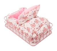 TOYANDONA Iron Hamster Nest and Cage Platform Set, Stable Iron Sleeping Bed with 2pcs Pink Frame and White Plush Bear, Small Animal Toy for Hamsters and Parrots in Household Cages