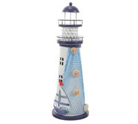 TOYANDONA Iron Mediterranean Lighthouse Lamp with LED Light Nautical Home Decor Figurine Durable Iron Material Coastal Style Decorative Statue for Indoor Table Accent