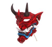 TOYANDONA Japanese Demon Mask for Halloween Adults Adjustable Elastic Strap Scary Devil Face Mask with Horns for Cosplay Haunted Events and Costume Parties