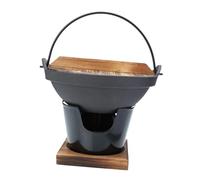 TOYANDONA Japanese Style Small Cast Iron Sukiyaki Hot Pot High Temperature Soup Pot for Camping and Home Cooking Non-Coated Safe Traditional Cookware Kit