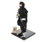 TOYANDONA Japanese Style Stealth Warrior Doll Decorative Home Ornament with Silk and Foam Material, Black Finish for Living Room or Desktop Decor, Long Time Use and Not-fading Artware