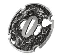 TOYANDONA Japanese Tsuba Replacement Handguard Metal Material 8x7.3x0.5cm with Engraved Dragon Design Stable Installation and Grip Comfort for Wakizashi for Martial Arts and Cultural