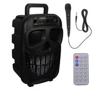 TOYANDONA Karaoke Speaker System 8 Inch Portable Plastic Black Card Slot Mini Karaoke Speaker for Family Gatherings and Music Parties
