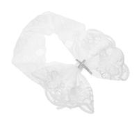 TOYANDONA Lace Bow Headband with Cross Motif for Breathable White Hairband Featuring Secure Fit and Reduces Irritation, for Photo Shoot and Church Occasions