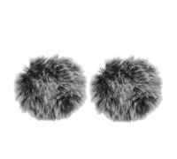 TOYANDONA Lapel Microphone Windscreen 2Pcs, Universal Plush Wind Muff Cover for Lavalier Headset, Anti-Pop Noise Reduction Mic Shield, Short Fleece Black White Grey for Podcasting