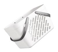 TOYANDONA Large Capacity Hollow Drainage Bathroom Storage Basket with Handle, White Plastic Shower Caddy Organizer for Toiletries and Fruit Holder, Multi-use Storage Container for Home