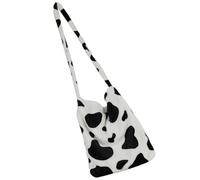 TOYANDONA Large Capacity Plush Tote Bag Cow Texture Shoulder Handbag with Adjustable Strap for Students and Casual Daily Use Random Style