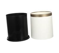 TOYANDONA Large Capacity White Small Trash Can Plastic Waste Basket for Kitchen Bathroom Bedroom Office Space-saving Double-layered Bin for Home and Commercial Use with Streamlined Modern