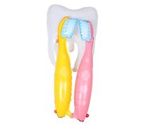 TOYANDONA Large Toothbrush and Tooth Balloons Set Pink and Yellow Toothbrush with White Tooth Shaped Inflatables Easy to Hang Party Decorations for Showers Office School Events Family