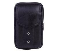 TOYANDONA Leather Vertical Waist Pouch for Driver's License and Lighter with Multiple Compartments and Zipper Design, Sl lack Organisational Change Bag for Everyday Use