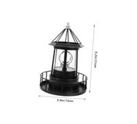TOYANDONA LED Solar Lighthouse Lamp Outdoor Revolving Landscape Light Black Garden Decor with Rotatable LED Bulb Weather Resistant Solar Light Post