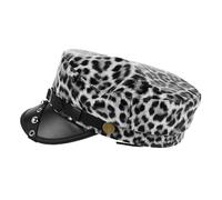 TOYANDONA Leopard Print PU Leather Driver Hat Punk Style Unisex Cabbie Flat Cap Beret for Autumn Winter Daily Wear Women S French Newsboy Hat Black